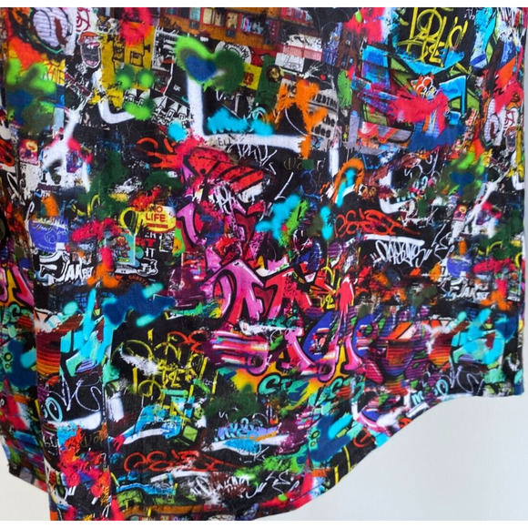 Bertigo Graffiti Long Sleeve Stretch Shirt size L - Picture 6 of 14